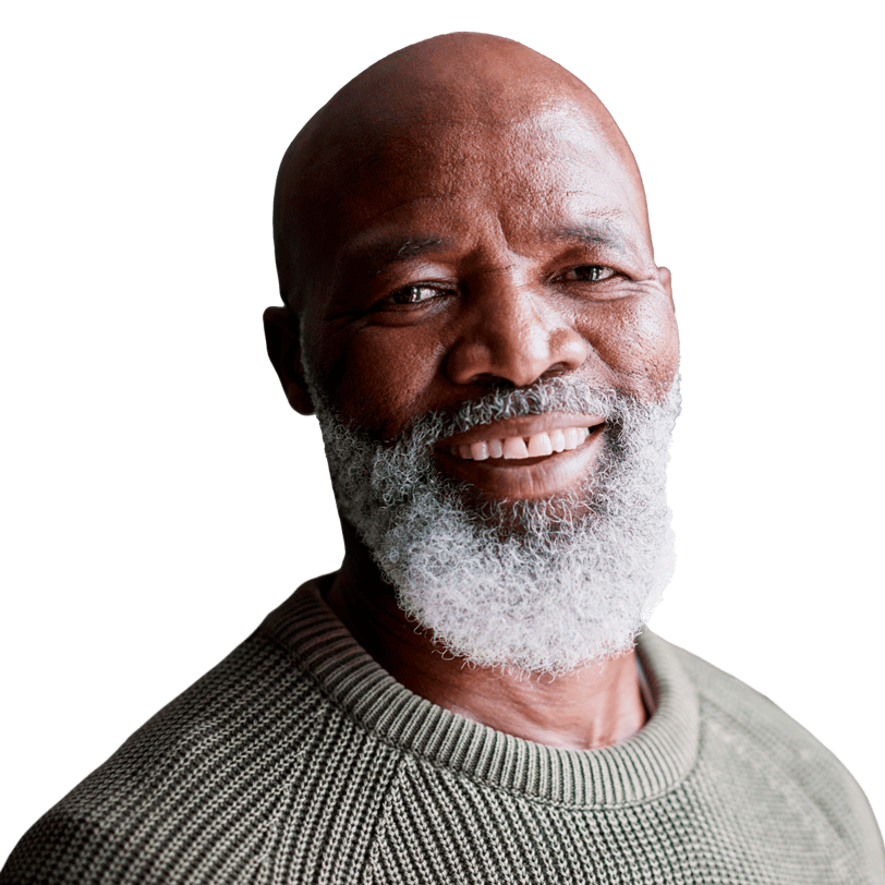 Grey bearded Black man smiling