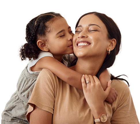 Affectionate child with parent Affectionate child with parent